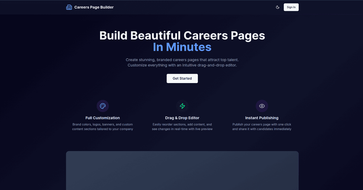 Careers Page Builder preview